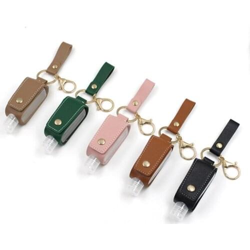 Portable Empty Travel Bottle Set PU Leather Pouch Holder Keychain Small Squeeze Bottles Refillable Containers