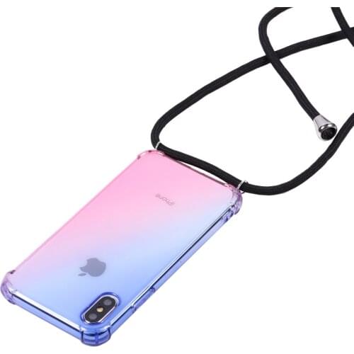Lanyard Rainbow Aurora Transparent Case For Huawei P30 lite P40 P20 Mate 40 20 30 PRO 20x Shoulder Rope Cord Case Nova 5 6 cover