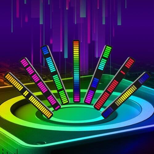 RGB Music Rhythm Light Colorful Tube 32 LED Brightness Adjustable Voice-Activated Rhythm Light Bar Music Atmosphere Lamp
