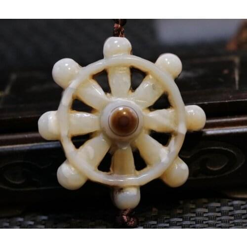 Big Treasure Talisman Magic Power Tibetan Onyx Sculptural Falun Heaven Eye Pendant Amulet Carving LLZB Timestown