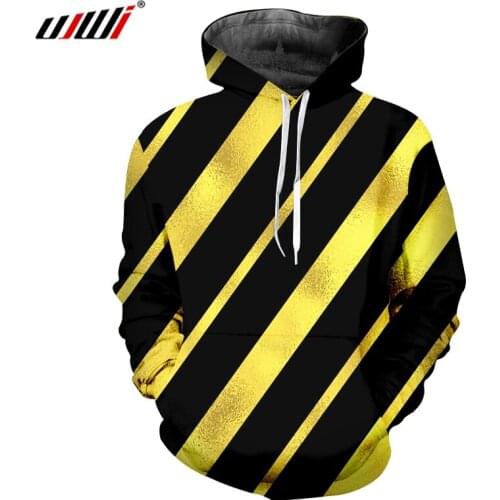 UJWI 2018 New Fashion Stripes Mens Hoodies 3D Big Size 6XL Printed Black Yellow Hooded Pullover Man Casual Sweatshirt 5XL