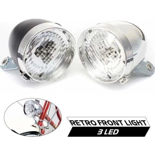 Retro Vintage Bicycle 3 LED Front Light Headlight Safety Warning Night Light Bike Decoration Cycling Lights