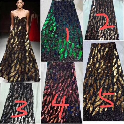 YG-724-885 embroidered tulle sequins lace fabric african net lace fabric with sequins