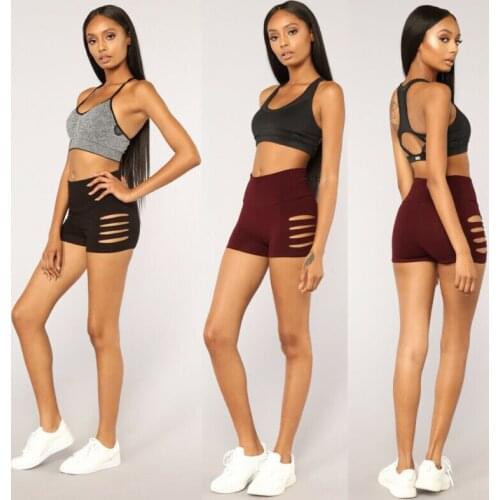 Women High Waist Fitness Sports Shorts Lady Side Mesh Hollow Out Hole Running Shorts Female Black Stretchy Workout Yoga Shorts