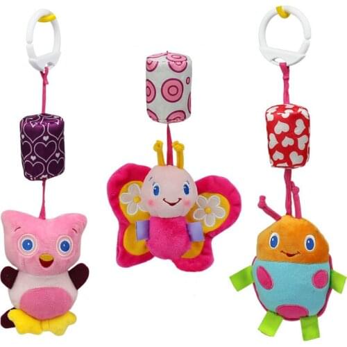1pc Baby Soft Plush Toy Cartoon Animal Baby Rattle Ring Bell Crib Bed Stroller Hanging Doll brinquedos juguetes free shipping