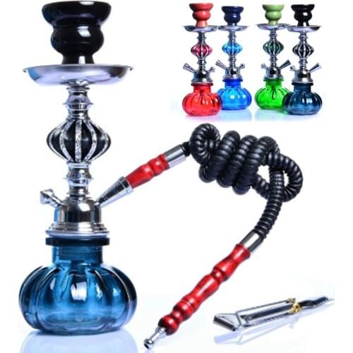 1Pcs Shisha Hookah With Hose Charcoal Tongs Ceramic Bowl Narghile Hookahs Chicha Smoking Cigarette Accessories For Bars Clubs