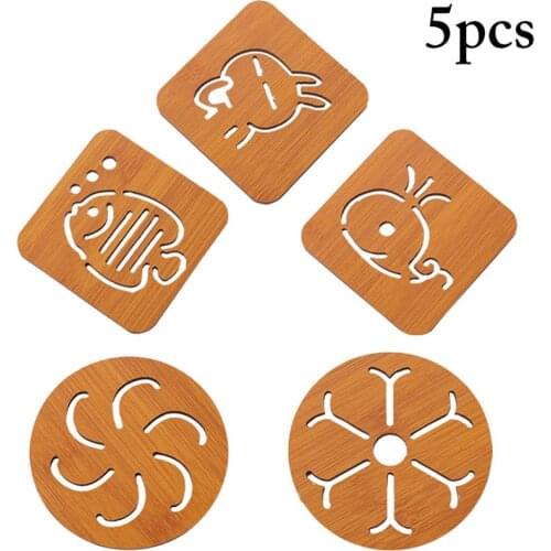 5pcs Round Heat Resistant Rabbit Snowflake Mat Drink Cup Coasters Non-slip Pot Holder Table Placemat Kitchen Accessories