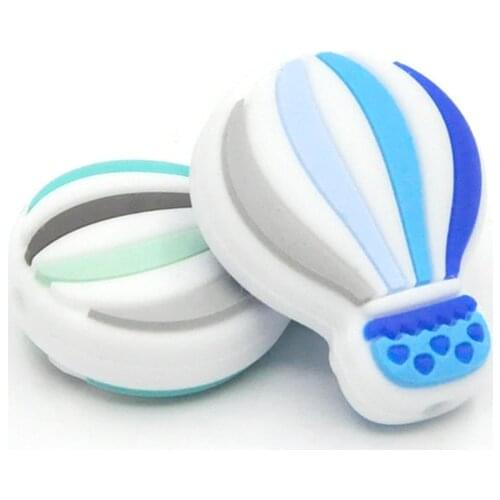 5PCS Silicone Baby Beads Hot Air Balloon Silicone Teething Necklace Food Grade Silicone DIY Pacifier Chain Pendant BPA Free