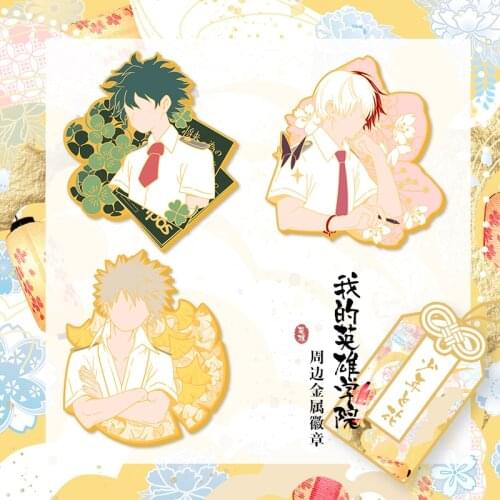 Anime Boku no My Hero Academia Midoriya Todoroki Bakugou Cosplay Metal Bedge Bags Badge Button Brooch Pin Souvenir