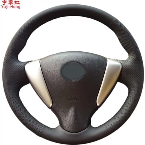 Yuji-Hong Genuine Cow Leather Car Steering Covers Case for NISSAN TIIDA 2011-2014 Bluebird 2012 SYLPHY Real Leather Cover