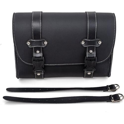 Black Motorcycle Saddle Bags PU Leather Motorbike Side Tool Pouch Tail Bag Luggage Borsello Moto Universal