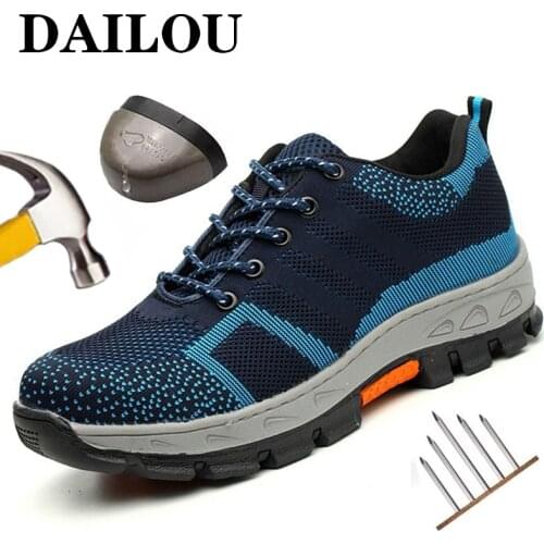 Breathable Work Shoes Men Safety Shoes Steel Toe Anti-piercing Work Safety Boots Indestructible Ryder Shoes Male Work Sneakers