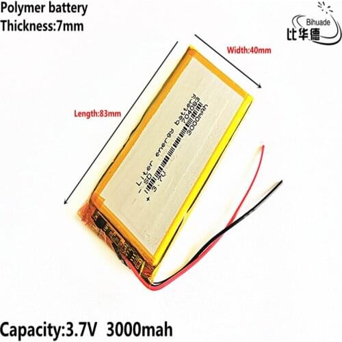 Liter energy battery Good Qulity 3.7V,3000mAH 704083 Polymer lithium ion / Li-ion battery for tablet pc BANK,GPS,mp3,mp4