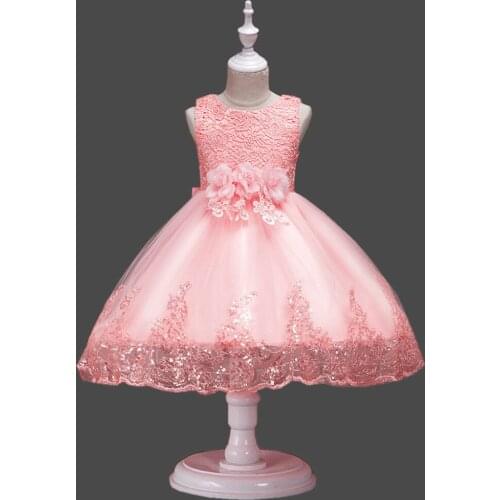 Lovely Lace Appliques Beaded Flower Girl Dresses christmas Kids Evening Gowns For Wedding First Communion Dresses for 2-10 years