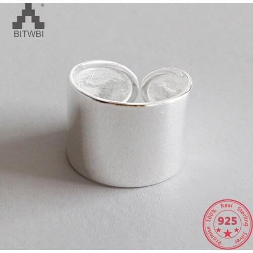100% S925 Sterling Silver Fashion Personality Wind Minimalism Wide Glossy Men And Women Rings