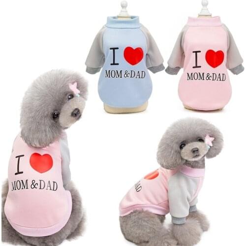 I love Mommy Daddy Soft Dog Clothes Cat Puppy Coat Warm Pet Clothes Cute Cat Coat T-Shirt Chihuahua Clothing Outfit Costume