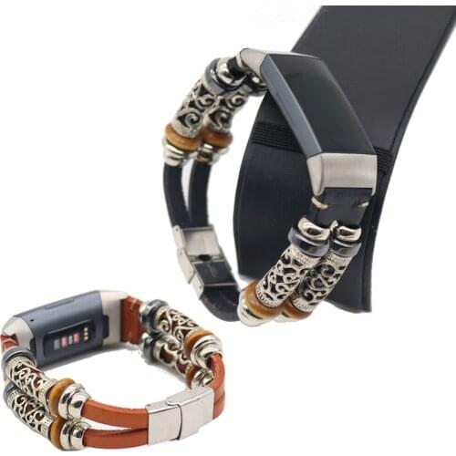 New Fashion Retro Wrist Strap Replacement Leather Sport Wristband Bracelet Band Strap For Fitbit Charge 3 Strap Smart Watch band