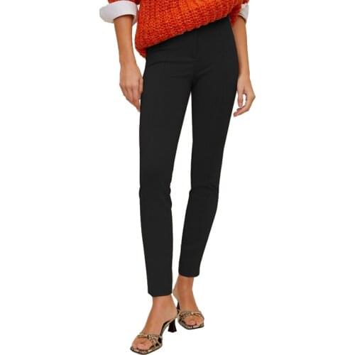 Autumn Leisure Womens Solid Color Simple Tight Elastic Pants Khaki Black Dark Coffee Leggings