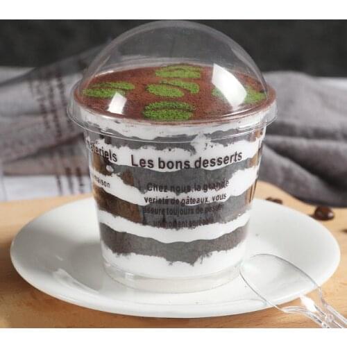 Plastic Round Cake Cup Jelly Ice-Cream Container Lucid Utensil Tiramisu Cup Transparent Coffee Milk Cup Oil-Proof and Tough Tub