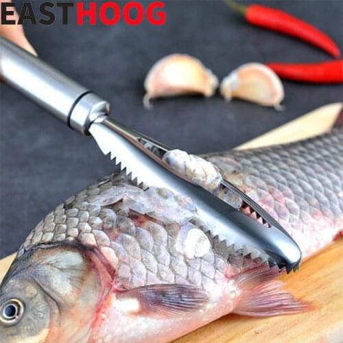 Practical Stainless Steel Fish Scale Peeler Scraper Cleaner Brush Fish Skin Shaver Scale Remover Cleaning Knife Kitchen Tool