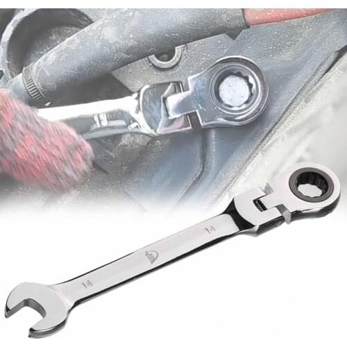 8-19mm Adjustable Head Ratchet Wrench 180-degree Rotary Professional Compact 72-tooth Ratchet Spanner for Vehicle Maintenance