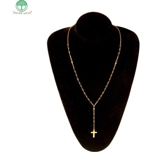 Simple Classic Jesus Cross Pendant Necklace Exquisite Gold Color Clavicle Chain Jewelry Fashion Christian Party Gift