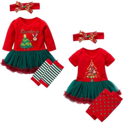 Christmas Baby Girl Clothes Newborn Infant Christmas Costume Baby Tutu Rompers Girls Dress Infant Lace 3pcs Clothing Set Outfit