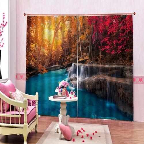 Blue lake landscape curtains Luxury Blackout 3D Window Curtains For Living Room Bedroom Drapes Cortinas