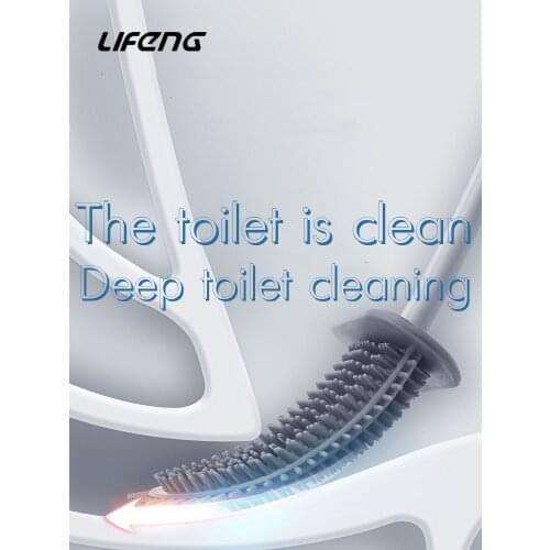 Silicone Flex Toilet Brush Deep Cleaner Silicone Toilet Brushes Quick Drying Holder Quick Drying Flexible Bristles Bendable