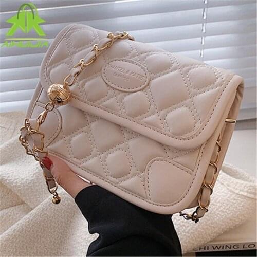 Fashion Geometric Solid Color Crossbody Bags For Women 2021 Trend Handbag Casual Chain High Quality PU Leather Shoulder Handbags