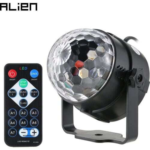 ALIEN 3W RGB LED DJ Disco Crystal Magic Ball Light Sound Activated Stage Lighting Effect Party Holiday Birthday Wedding KTV Lamp