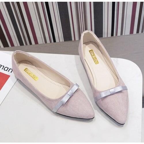 New Women Shoes Flat Casual Wild Solid Color Bow Elegant Charm Flats Slip-On Pointed Comfortable Loafers Zapatos Mujer W33-31