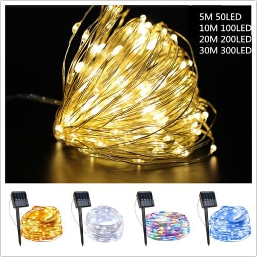 Solar Led Light Outdoor 7M 50LED/12M 100LED Fairy Lights Waterproof Outdoor Garland Solar Power Lamp Christmas for Garden Decor
