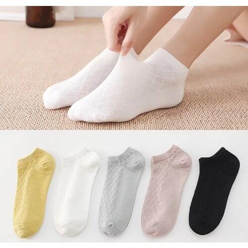 Spring and summer cotton thin mesh womens ship socks pure color candy socks,breathable and odor-proof Socks