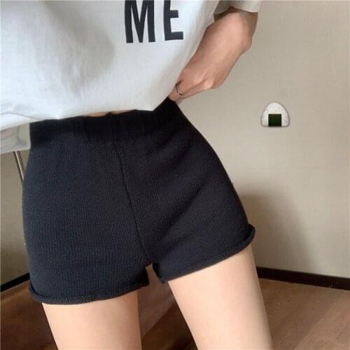 ATHVOTAR Vintage Women Shorts Slim Casual Knitted Women Shorts Fitness Stretch Bodycon Skinny Female Pants