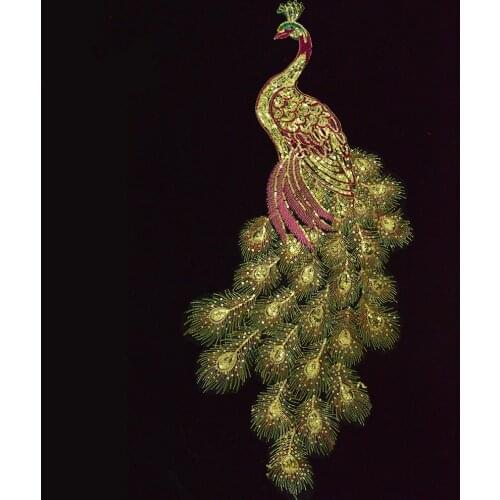 Peacock feather wing embroidered patches for clothing appliques sew stripes on elegance parent-child clothes craft accessories