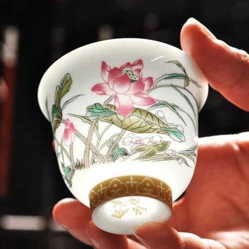 NEWYEARNEW 50ML Retro Single Tea Wine Cup Accessorie Ceramic Handpainted Teaware Set Wedding Business Gift