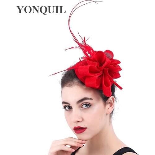 Hair Accessories Bride Fascinators Feather Headband For Elegant Women Race Wedding Tea Headwear Bridal Mesh Fascinators Hats