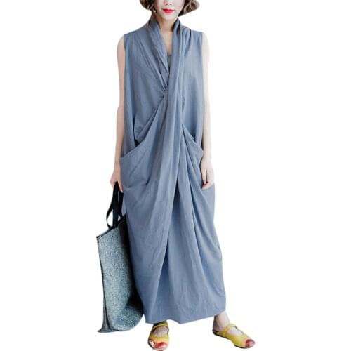 Summer Women Dress 2021 Plus Size Elegant Sleeveless Women Deep V-neck Loose Irregular Maxi Dress Summer Beach Party robe femme
