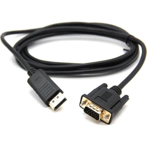 1.8M DP Male To VGA HD-15 Male Cable HDMI-compatibl1080p Display Port to VGA Converter Adapter For PC Laptop