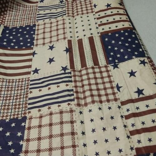 100% Plain Cotton viaPhil Beige American Flag fivestar Printed Fabric Patchwork Cloth Dress Home Decor