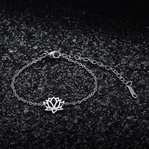 AAAAA Quality 100% Stainless Steel Lotus Charm Bracelet for Women Female Fabulous Bracelet Never Tarnish Jewelry Bracelets