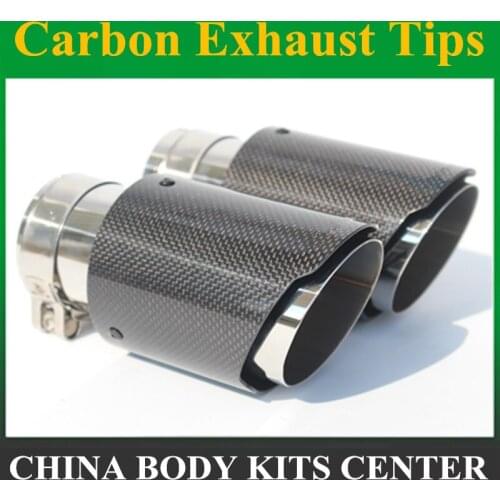 Free Shipping: 2PCS Car Styling Glossy stainless steel Muffler End Pipe exhaust pipe muffler For Universal Carbon Exhaust Tips
