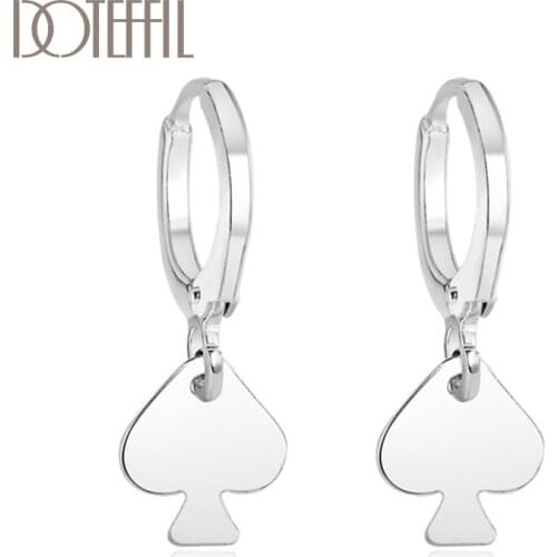 DOTEFFIL 925 Sterling Silver Heart Peach Pendant Earring For Women Wedding Engagement Party Fashion Jewelry