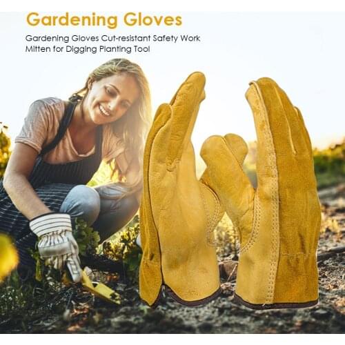 Hot Sale Gardening Gloves Comfortable and Durable Cut Proof Gardening Gloves Cow Leather Soft Safety Work Mittens for Dig Planti