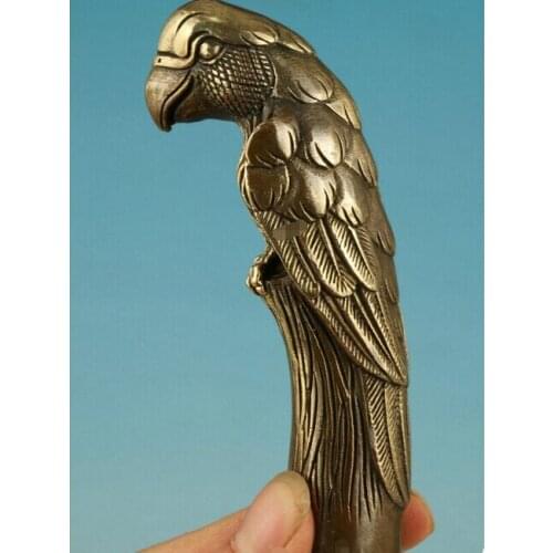 Gothic Old Brass Handmade Parrot Statue Cane Walking Stick Head Umberlla Handle