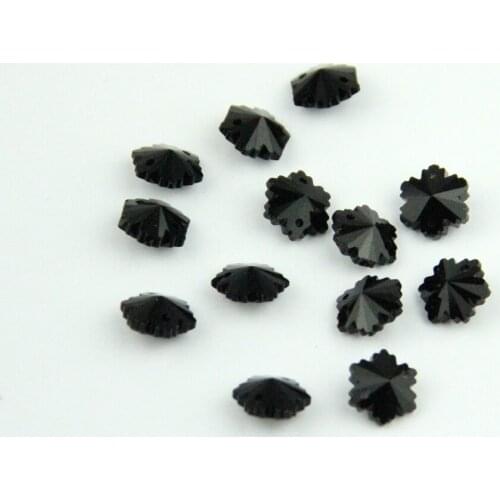 Crystal Parts For K9 Chandelier 100pcs/Lot Black Color 14mm Glass Snowflake Loose Beads In 2 Holes For Wedding Strands