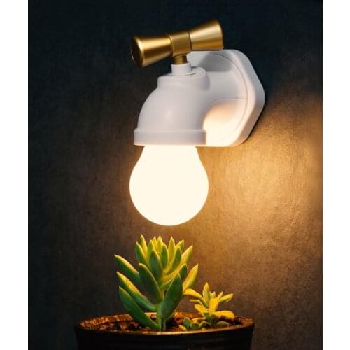 Creative faucet small night light sound control induction USB charging led bedroom bedside lamp room decor