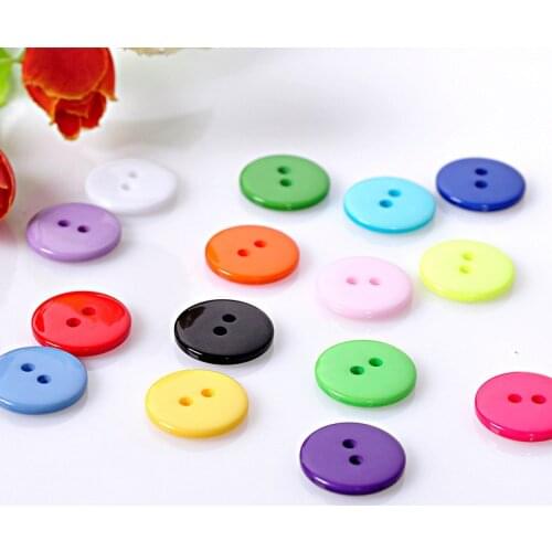 100Pcs Round 2 Hole Resin Button Sewing Fit Scrapbooking Apparel Crafts Diy Decoration 9mm/10mm/11.5mm/12.5mm Mixed Color