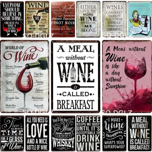 World Of Wine Metal Sign Plaque Metal Vintage Pub Bar Decor Tin Sign Plate Poster Home Decor Art Painting Wall Sticker
